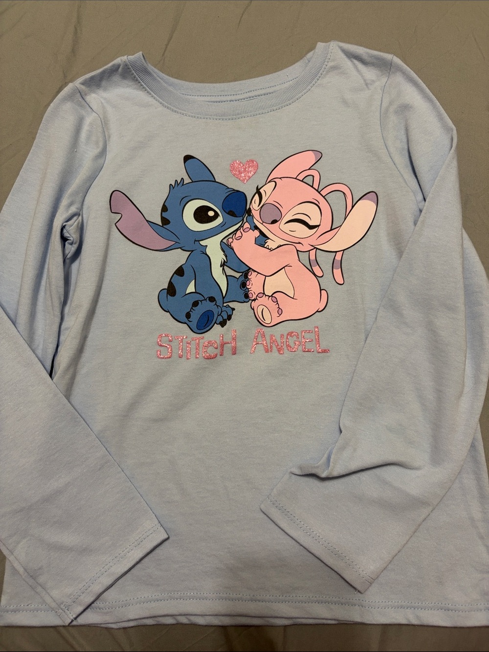 5 for $25! Disney Light Blue Girls' Long-Sleeve Stitch & Angel Graphic Tee